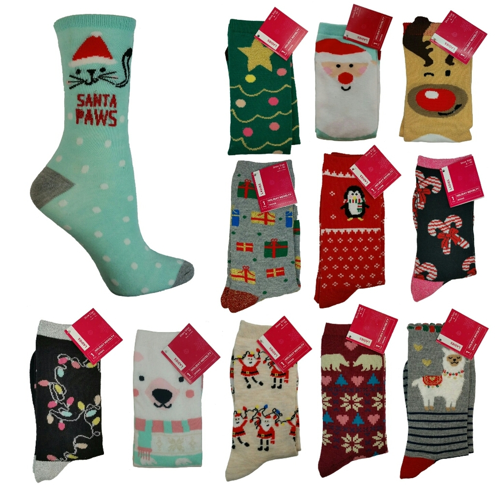 Women's Christmas Holiday Themed Crew Socks NWT